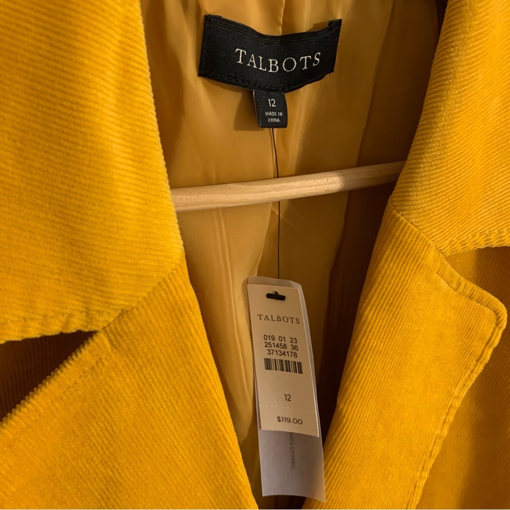 NWT Talbots Dual Button Corduroy Blazer in Mustard Yellow, Size 12 - Picture 3 of 12
